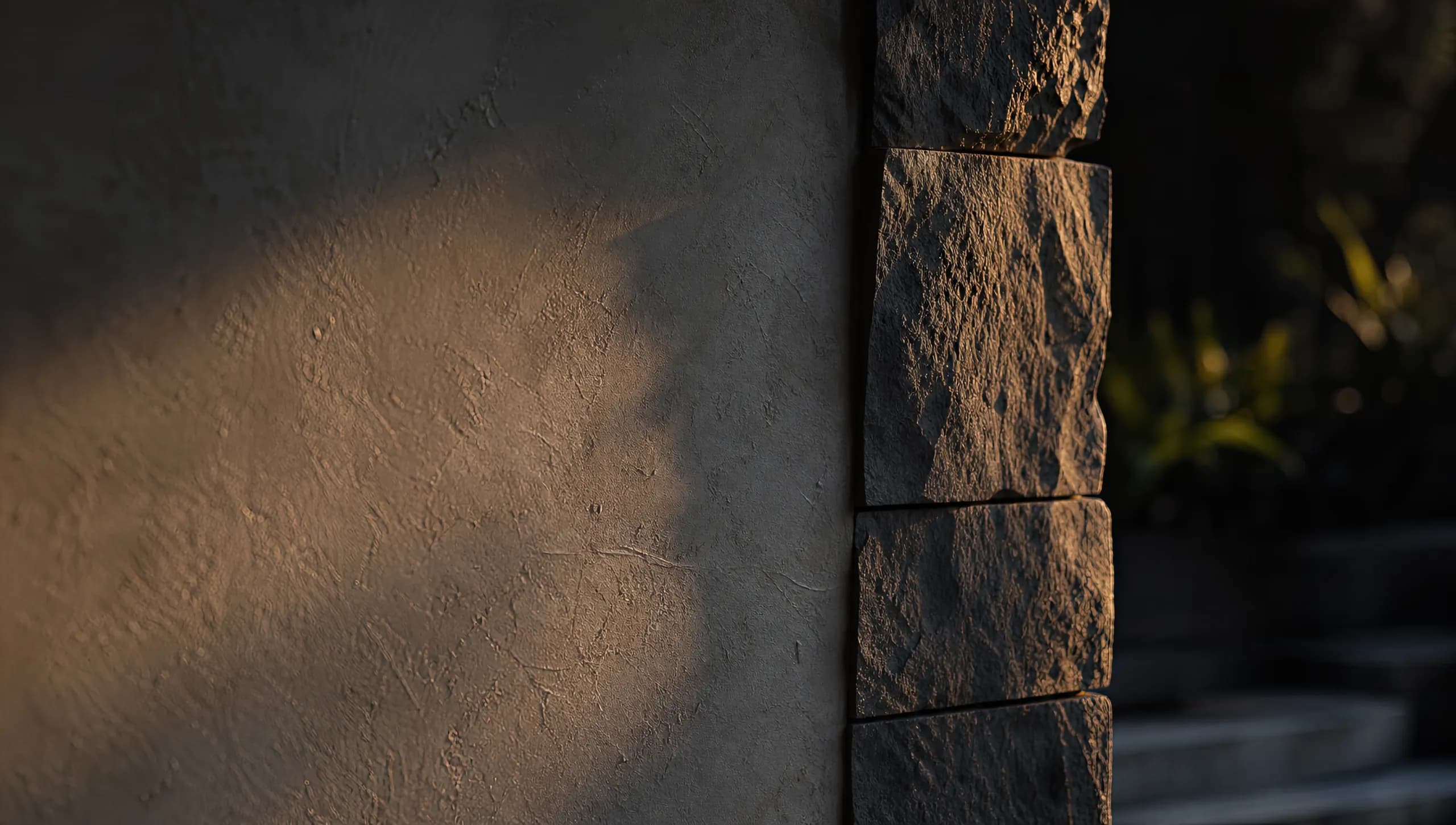 Hand-troweled lime plaster against stone