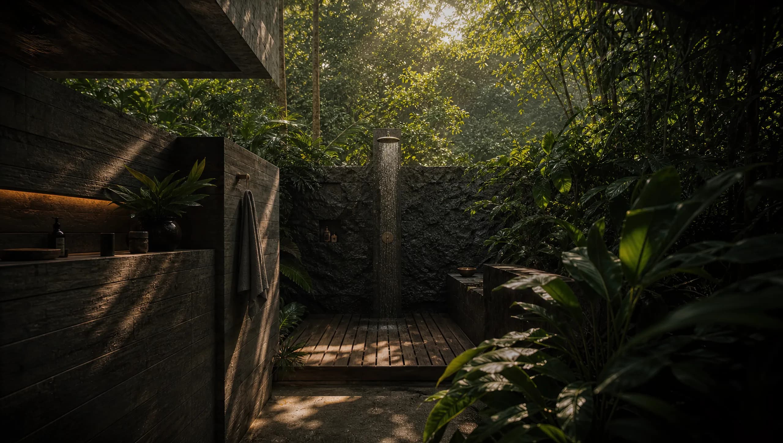 The ensuite outdoor shower