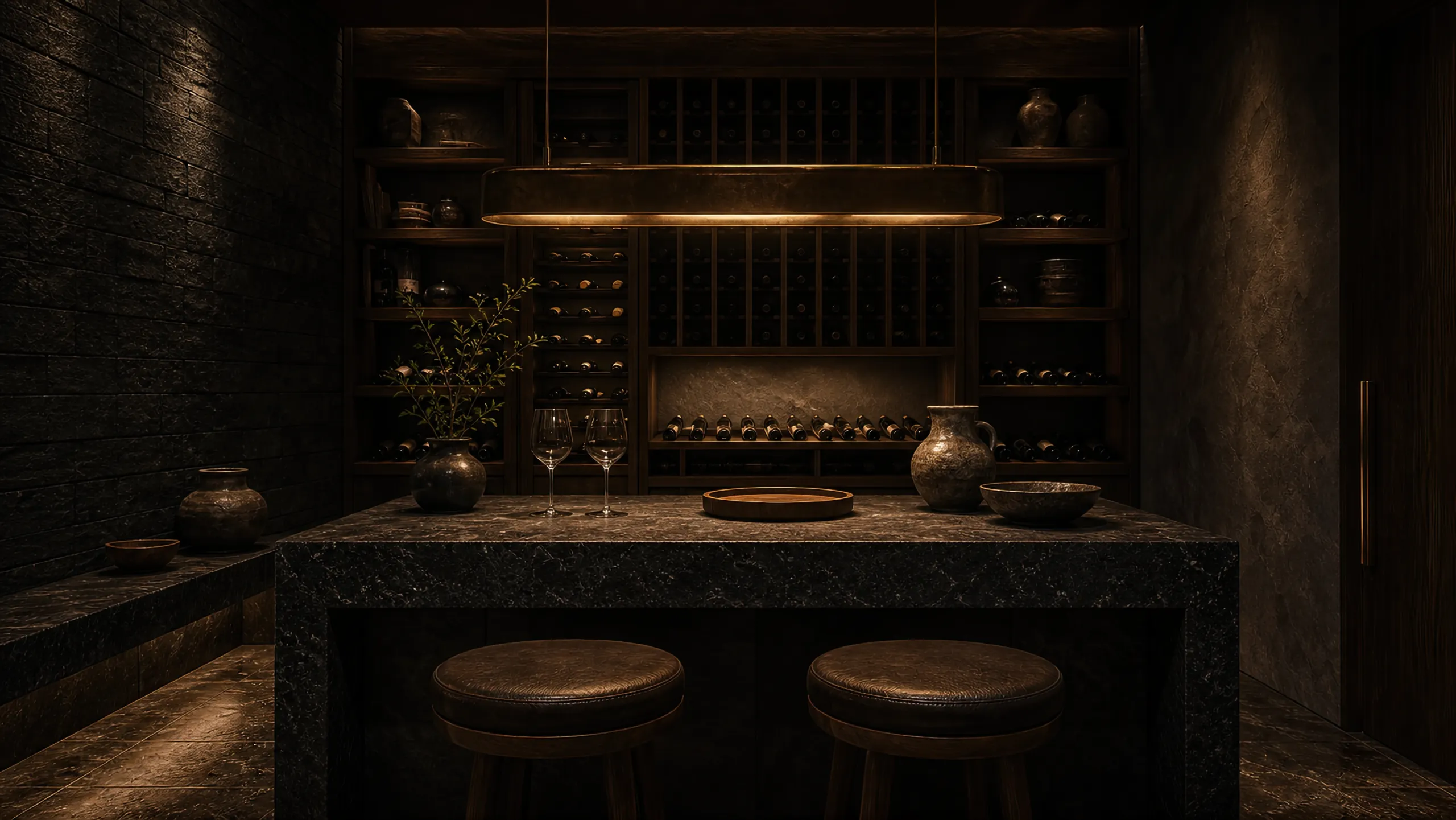 The enclosed wine room